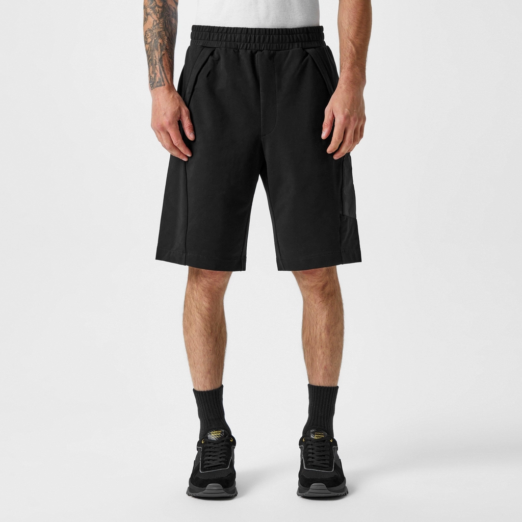 CP Company Stretch Fleece Mixed Cargo Shorts - Black 999